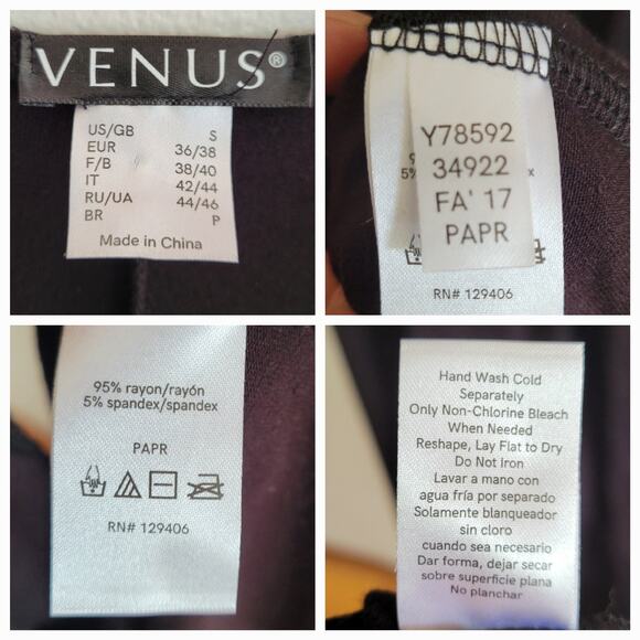 Venus Embroidered‎ Placket Jersey Knit Maxi Dress Split Neck Long Sleeve Hippie - Picture 4 of 5